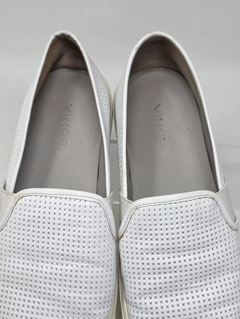 Vince Blair Perforated Leather Slip-On White Sneakers Women Size US 6.5 EU 36.5